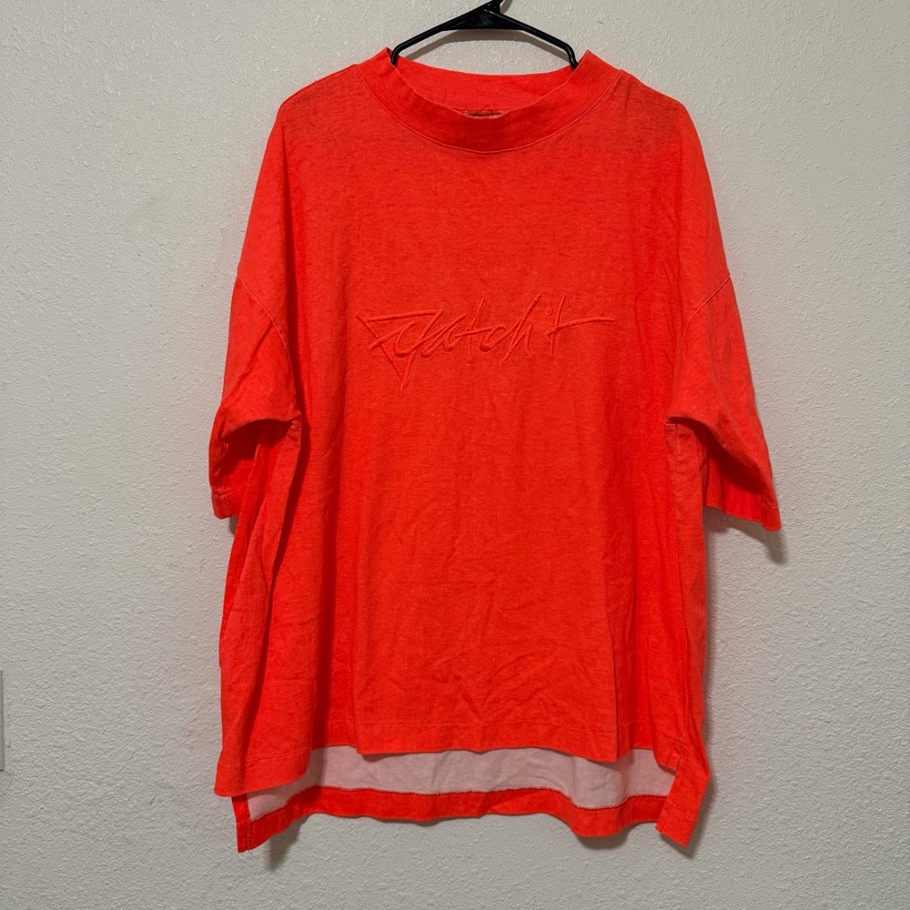 VTG Catchit Neon Orange XL 100% Cotton Made In The‎ Philippines T-Shirt Y2K 80s
